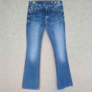 Miss Me Medium Blue Denim Jeans with Silver Buttons